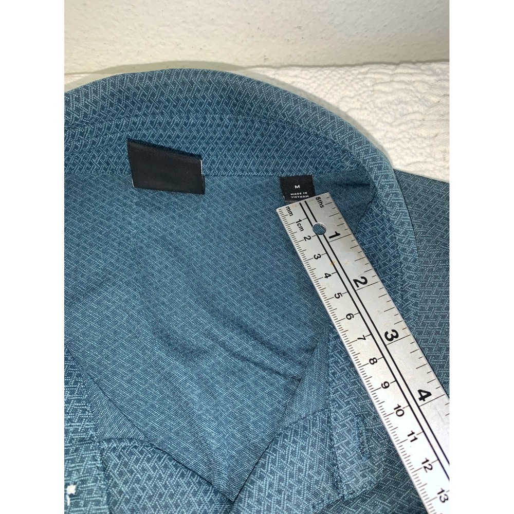 Dunning Golf Mens Polo Shirt Teal Geometric Trump National Los Angeles Size M - Picture 4 of 10